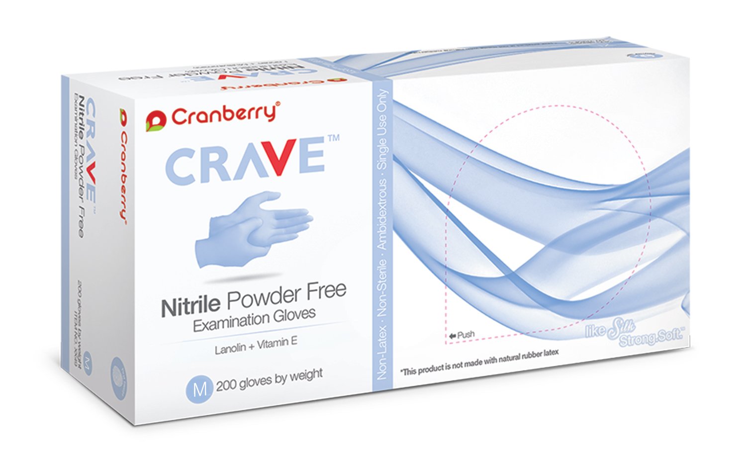 Cranberry 3557 Crave Powder Free Nitrile Examination Gloves Medium 200/Bx Cranberry 3557 Crave Powder Free Nitrile Examination Gloves Medium 200/Bx